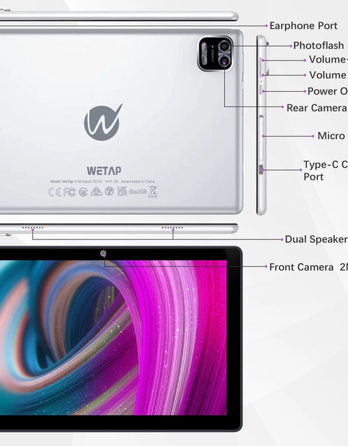 Load image into Gallery viewer, Tablet 10 Inch Android Tablets丨 Android 12 Tablet,3Gb RAM 64GB ROM,2MP+8MP Camera,1280X800 IPS Google Tablets,Quad-Core Processor Tablets,6000Mah Long Lasting Battery

