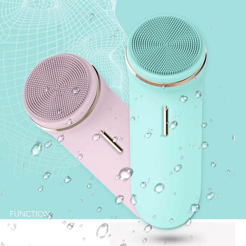 Drop Shipping Household EMS Facial Pore Cleaning Tool Face Massage Electric Silicone Deep Clean Sonic Facial Cleansing Brush