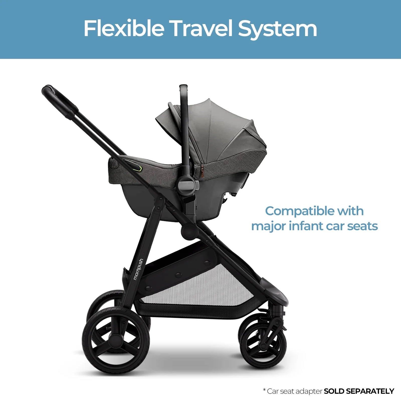 Wiz 2-In-1 Baby Stroller with Bassinet Mode, Reversible Seat and Large Canopy, Grey, 22.3LB, Unisex