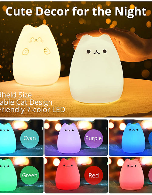 Load image into Gallery viewer, Cat Lamp, Gifts for 3 4 5 Year Old Girls,Graduation Gifts for Teen Girls,Kids Night Light for Bedroom,Kawaii Kitty Baby Nursery Lamp with Remote Control.
