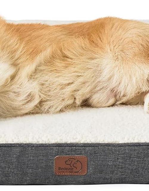 Load image into Gallery viewer, Memory Foam Dog Bed for Medium Dogs - Orthopedic Egg&amp;Memory Foam Dog Sofa Bed with Soft Sherpa Surface, Bolster Pet Couch with Removable Washable Cover,Waterproof Layer and Nonskid Bottom,Grey
