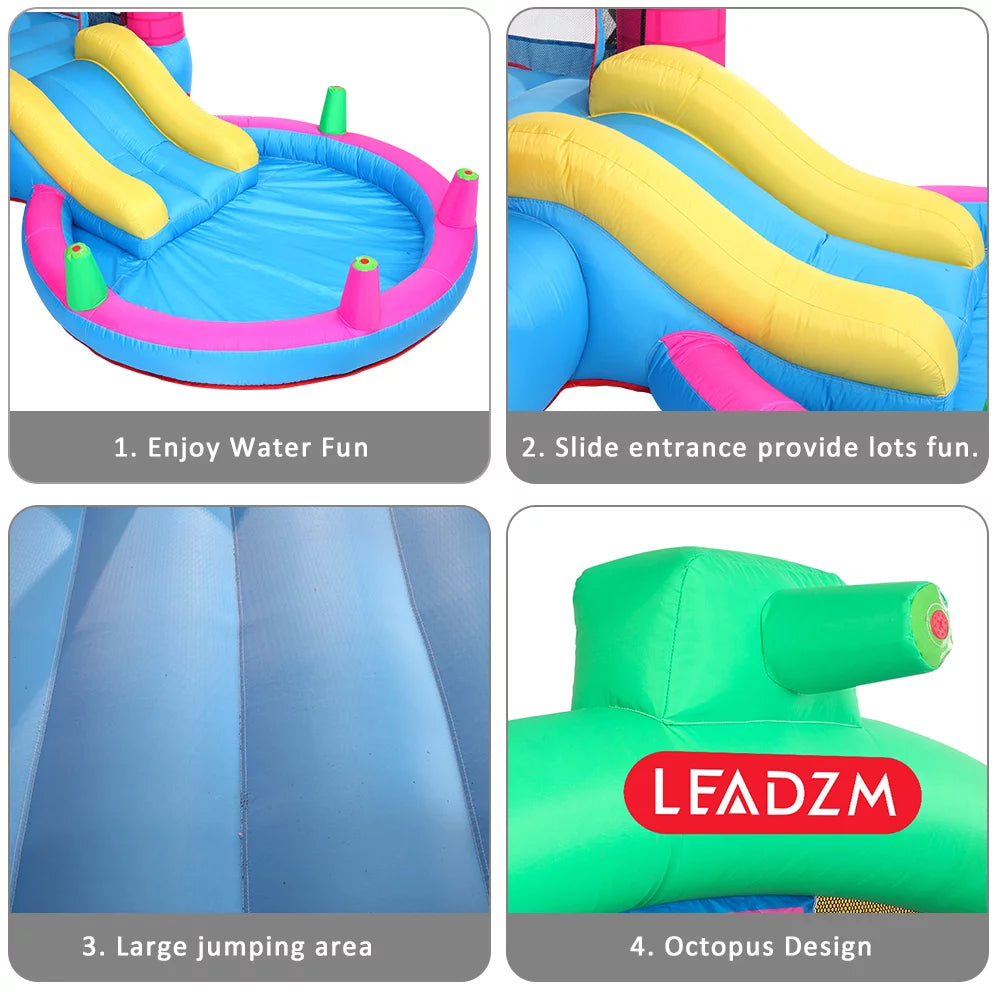 12.5' X 6.7' X 6.2' Inflatable Bounce House, Tank Jumper Water Spray Castle with 350W Air Blower