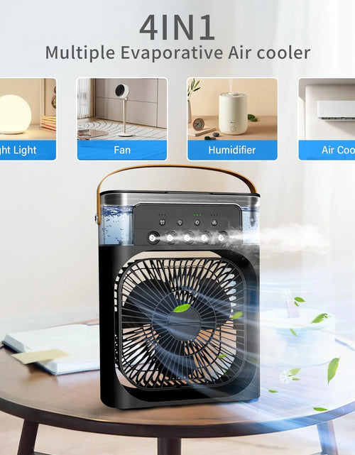 Load image into Gallery viewer, Portable Air Conditioner,  3-IN-1 Personal Air Cooler, 3 Speeds, 7-Color Night Light, USB Powered Small Cooling Fan, Mini Evaporative Air Cooler for Room Desk Car, Black
