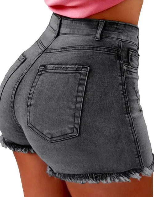 Load image into Gallery viewer, Women&#39;S Denim Shorts Summer Lady Clothing High Waist Denim Shorts Women&#39;S Fringe Frayed Ripped Jeans Hot Shorts with Pockets
