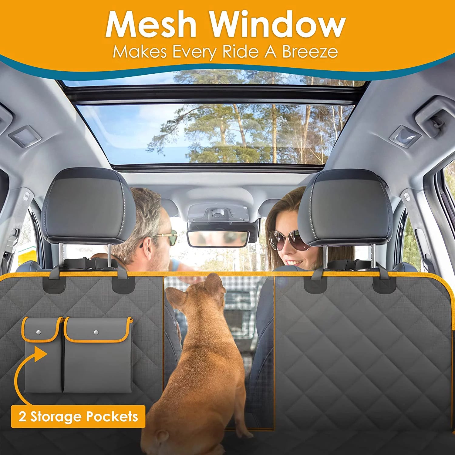 Dog Car Seat Cover – Nonslip & Scratchproof Dog Seat Covers for Cars – Waterproof Car Seat Covers for Dogs with Bonus Car Seat Belt – SUV, Trucks & Car Hammock for Dogs with Front Mesh Window