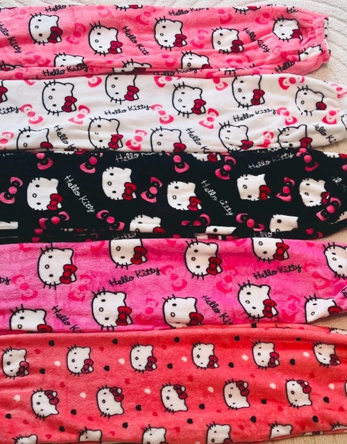 Load image into Gallery viewer, Sanrio Hello Kitty Anime Y2K Kawaii Flannel Pajamas Women&#39;S Warm Woolen Cartoon Casual Home Pants Autumn Winter Fashion Trousers
