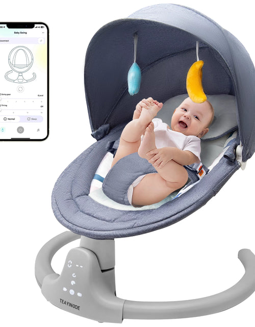 Load image into Gallery viewer, Baby Swing for Infants - APP Remote Bluetooth Control, 5 Speed Settings, 10 Lullabies, USB Plug (Blue)
