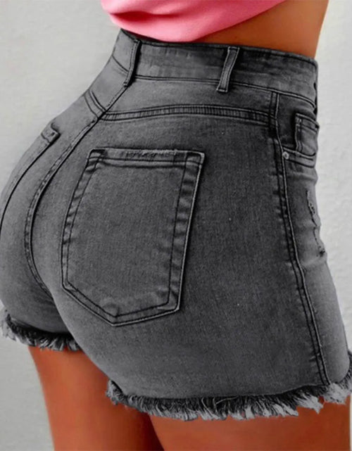 Load image into Gallery viewer, Women&#39;S Denim Shorts Summer Lady Clothing High Waist Denim Shorts Women&#39;S Fringe Frayed Ripped Jeans Hot Shorts with Pockets
