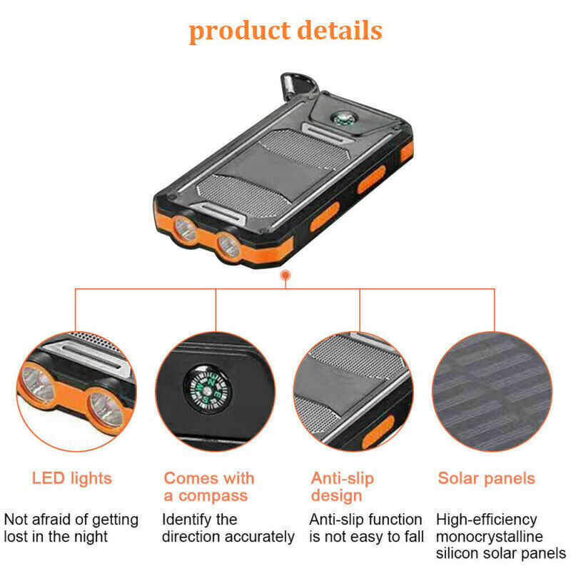 Super 20000Mah USB Portable Charger Solar Power Bank for Iphone Cell Phone 2023