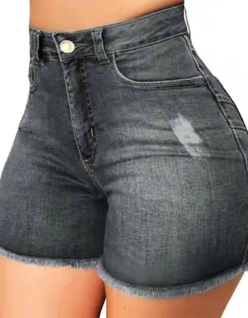 Load image into Gallery viewer, Women&#39;S Denim Shorts Summer Lady Clothing High Waist Denim Shorts Women&#39;S Fringe Frayed Ripped Jeans Hot Shorts with Pockets
