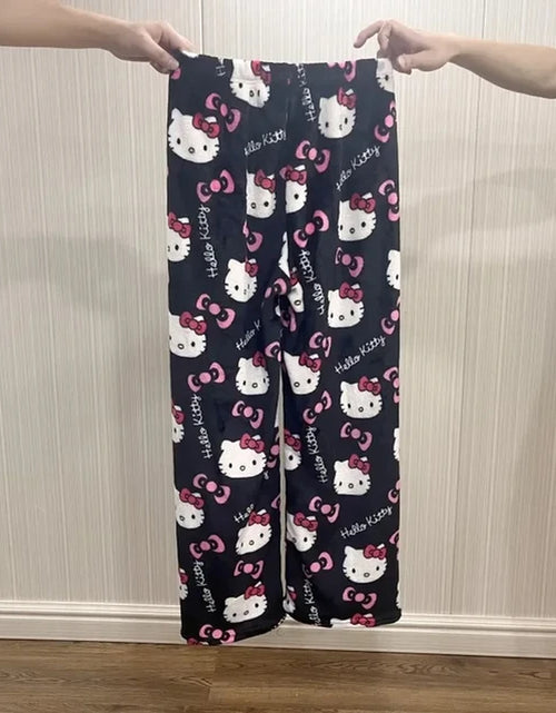 Load image into Gallery viewer, Sanrio Hello Kitty Anime Y2K Kawaii Flannel Pajamas Women&#39;S Warm Woolen Cartoon Casual Home Pants Autumn Winter Fashion Trousers
