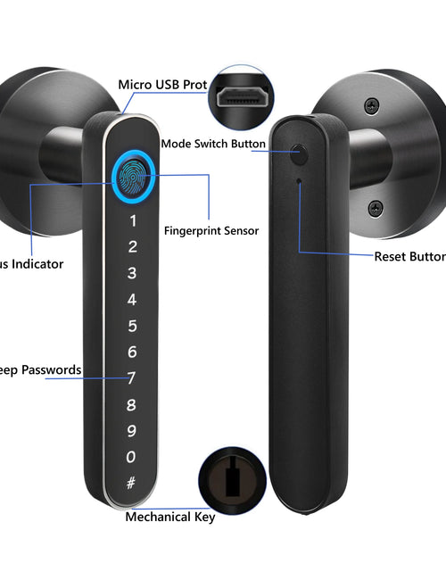 Load image into Gallery viewer, Smart Door Lock,Keyless Entry Door Lock with Handle,Fingerprint Door Lock with Tuya App,Smart Door Knob with Key for Home Bedroom
