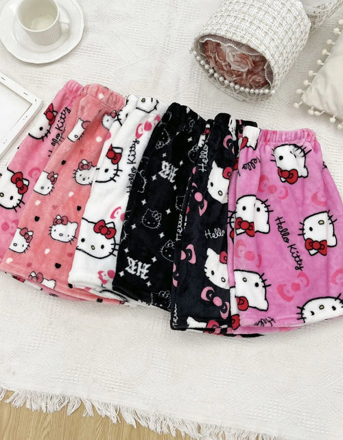 Load image into Gallery viewer, Sanrio Hello Kitty Anime Y2K Kawaii Flannel Pajamas Women&#39;S Warm Woolen Cartoon Casual Home Pants Autumn Winter Fashion Trousers
