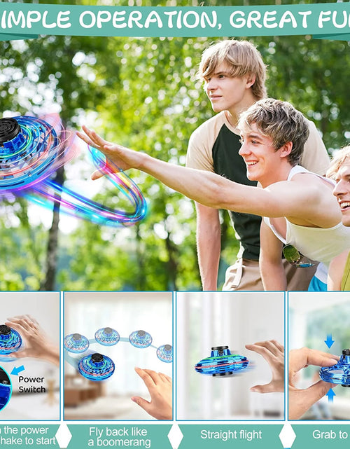 Load image into Gallery viewer, Flying Spinner Mini Drone, Mini Flying Ball Toys,With 360 Fly Rotating UFO Fun Toy LED Light Flying Fidget Spinner Orb for Girls Boys Adult Indoor Outdoor,Blue
